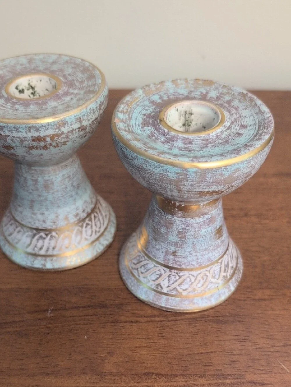 Pair of Stangl Candle Stick Holders #4064 1950's Excellent Condition